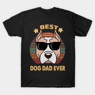 Vintage Dog Dad Pit Bull  Gift For Father's Day Gift T-Shirt